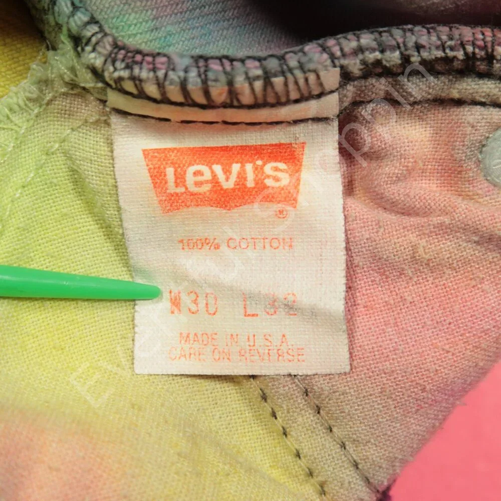 Vintage 80s Levis Mod Bell Bottom Jeans Mens 30 Tie Dye Flare Scovill Zip